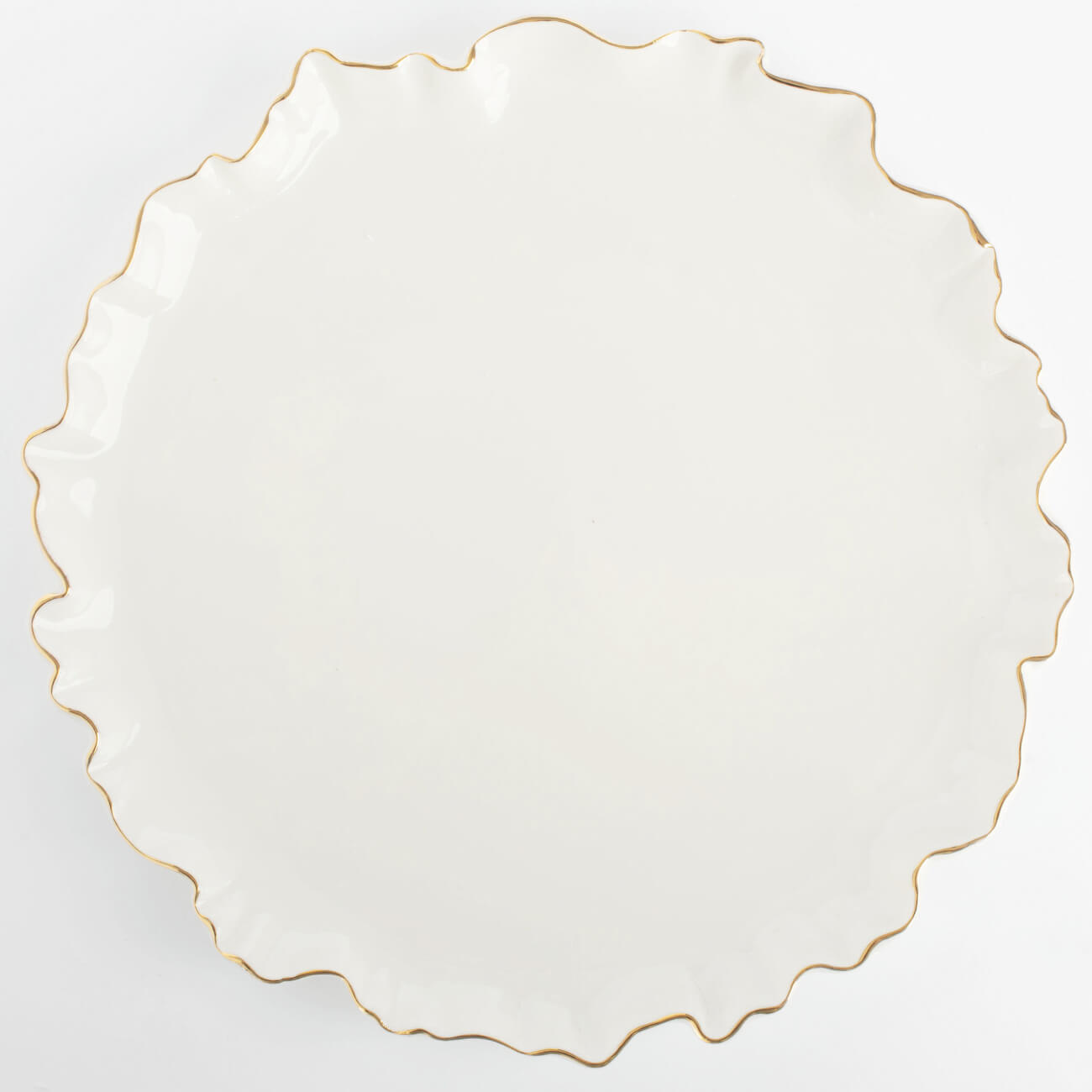 Тарелка обеденная, 25 см, фарфор Р, с золотистым кантом, Мятый эффект, Crumple gold тарелка фарфоровая обеденная доляна золотая нить d 25 3 см