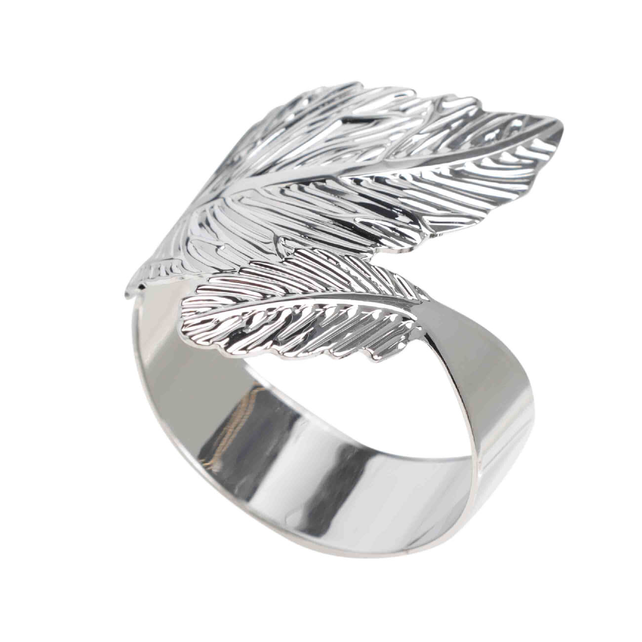 Кольцо для салфеток, 5 см, металл, серебристое, Листья, Print кольцо для салфеток 5 см 2 шт металл серебристое перо feather