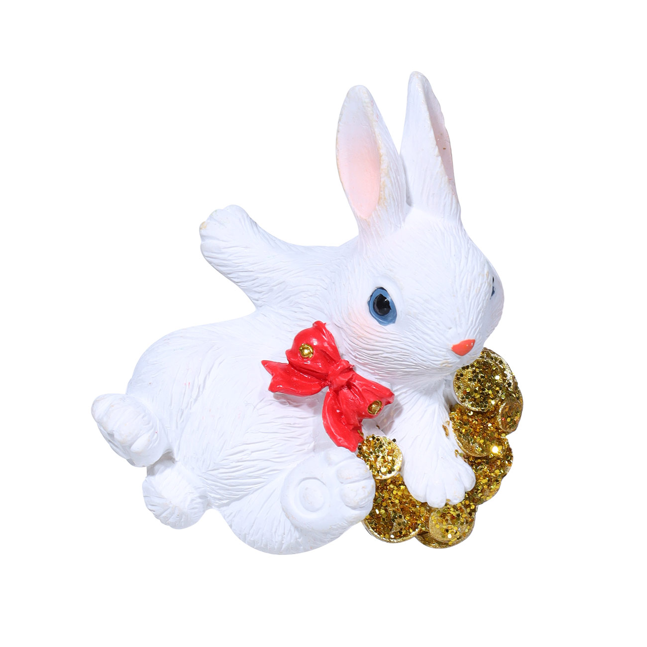 Магнит, 5 см, полирезин, Белый кролик с монетками, Rabbit