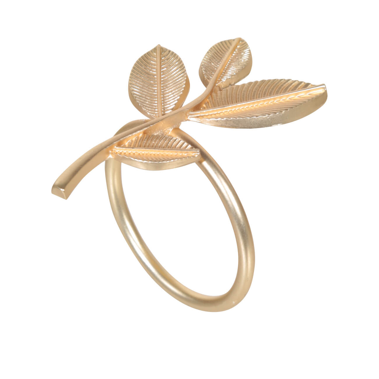 Кольцо для салфеток, 6 см, металл, золотистое, Ветка с листьями, Print кольцо для салфеток 5 см 2 шт металл серебристое перо feather