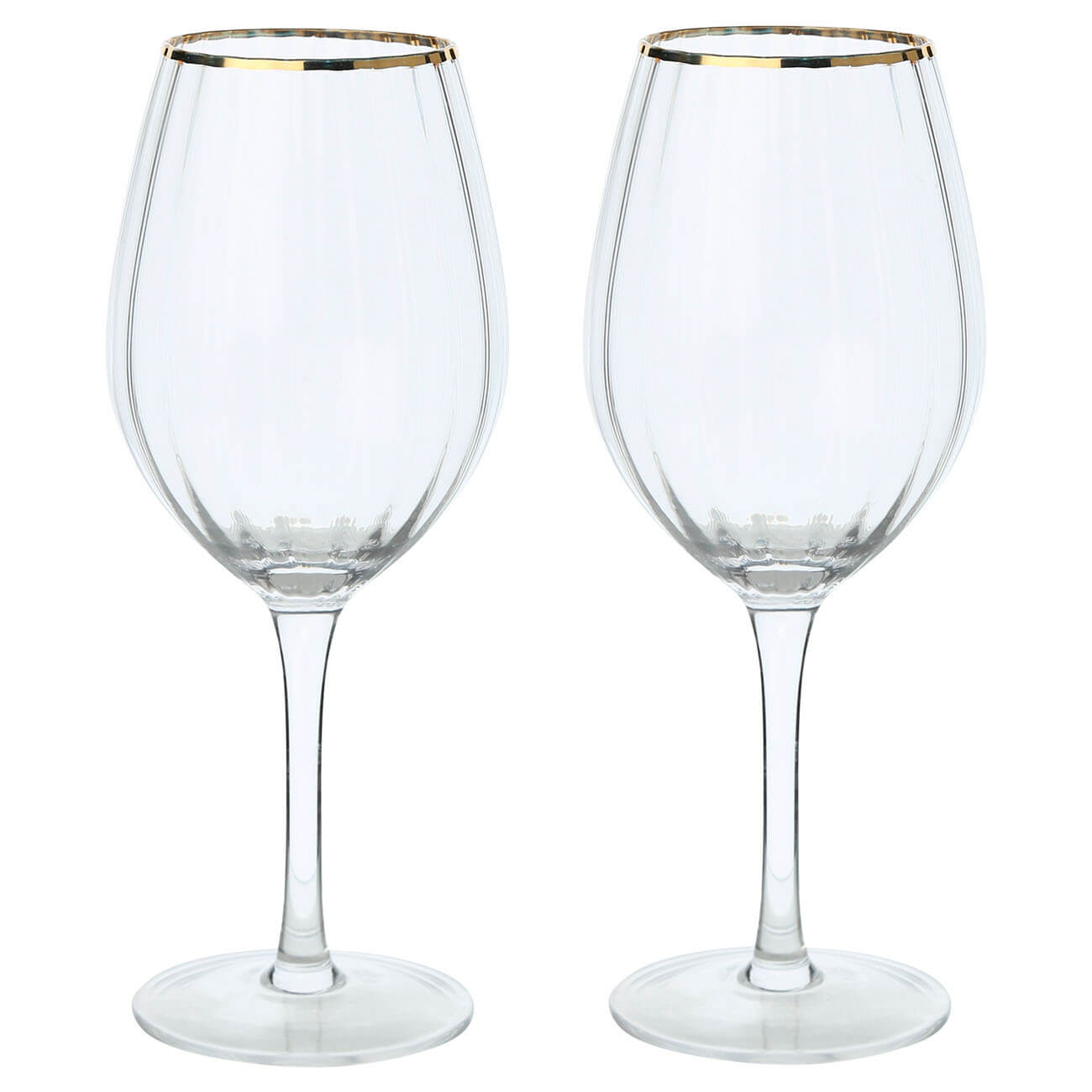 Бокал для вина, 530 мл, 2 шт, стекло, с золотым кантом, Lombardy - фото 1