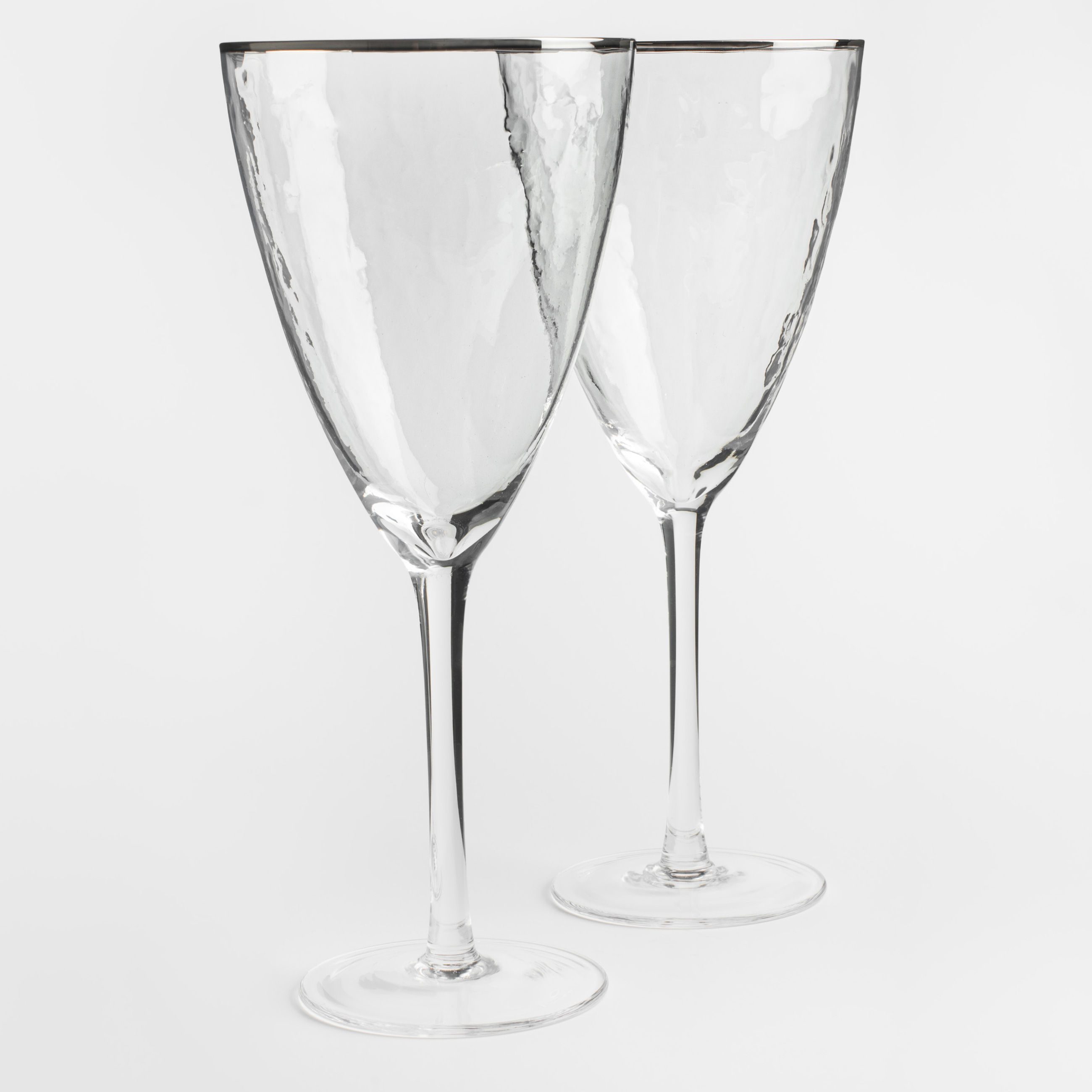 Бокал для вина, 400 мл, 2 шт, стекло, с серебристым кантом, Ripply silver изображение № 3