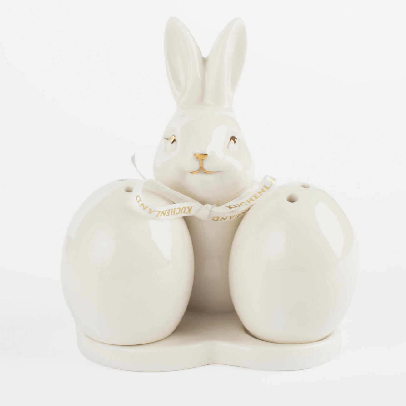 Набор для соли и перца, 12 см, на подставке, фарфор Р, белый, Кролик и яйца, Easter gold набор соусников на подставке сакура 3 шт