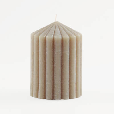 Свеча, 11 см, цилиндрическая, зеленая, Ribbed candle