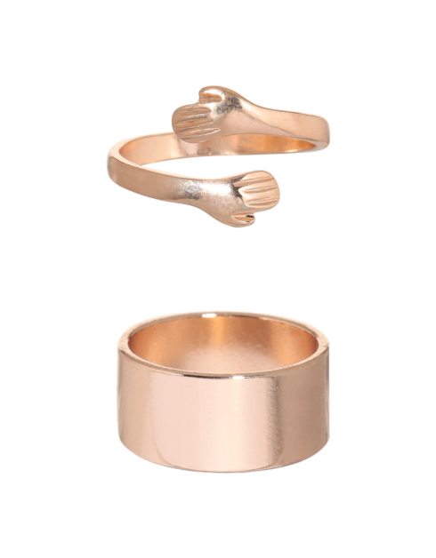 Набор колец, р. S-M, 2 шт, единый размер, металл, золотистый, Руки, Jewelry